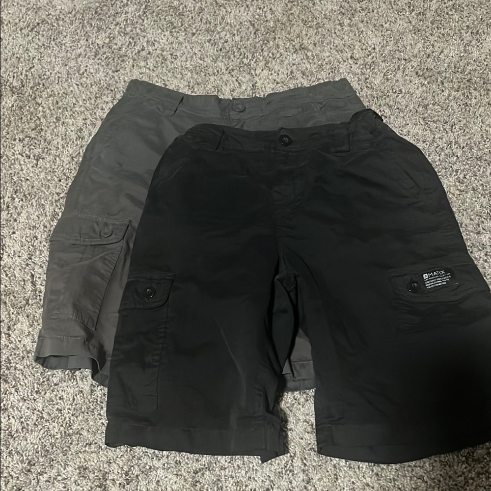 Matix Black and Gray Casual Shorts with Elastic Waistband
